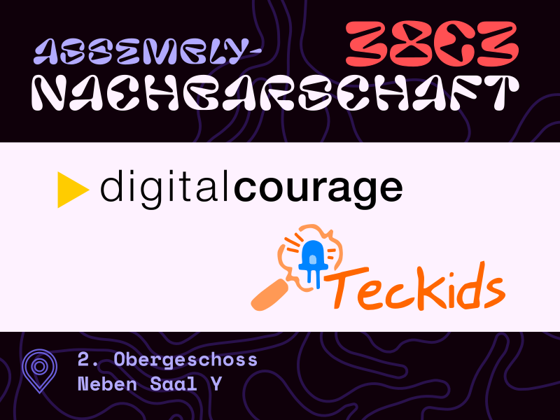 Sharepic für die Assembly-Nachbarschaft von Digitalcourage und Teckids