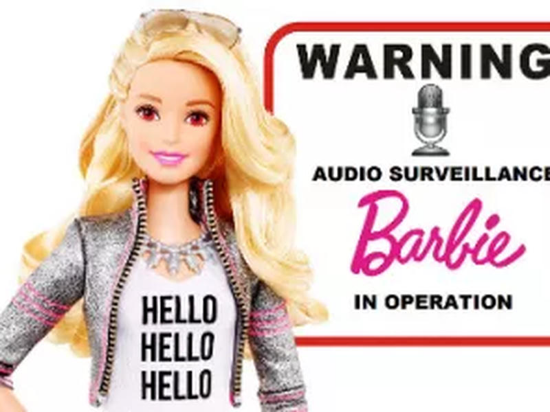 Barbie-Puppe mit Warnung vor Audio Surveillance