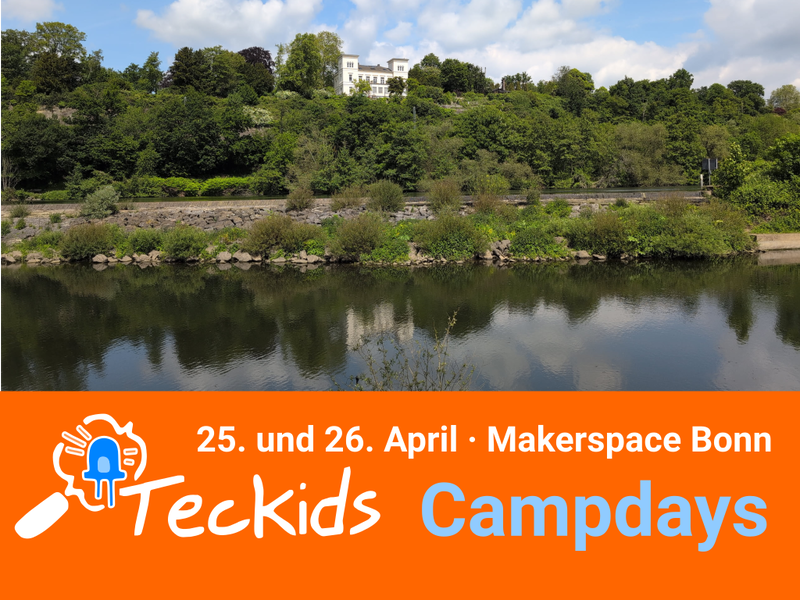 Sharepic der Campdays mit einem Foto des Rheinbogens von Süden aus